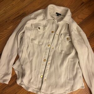 J. Crew Off-White Textured Jacket with Gold Accents